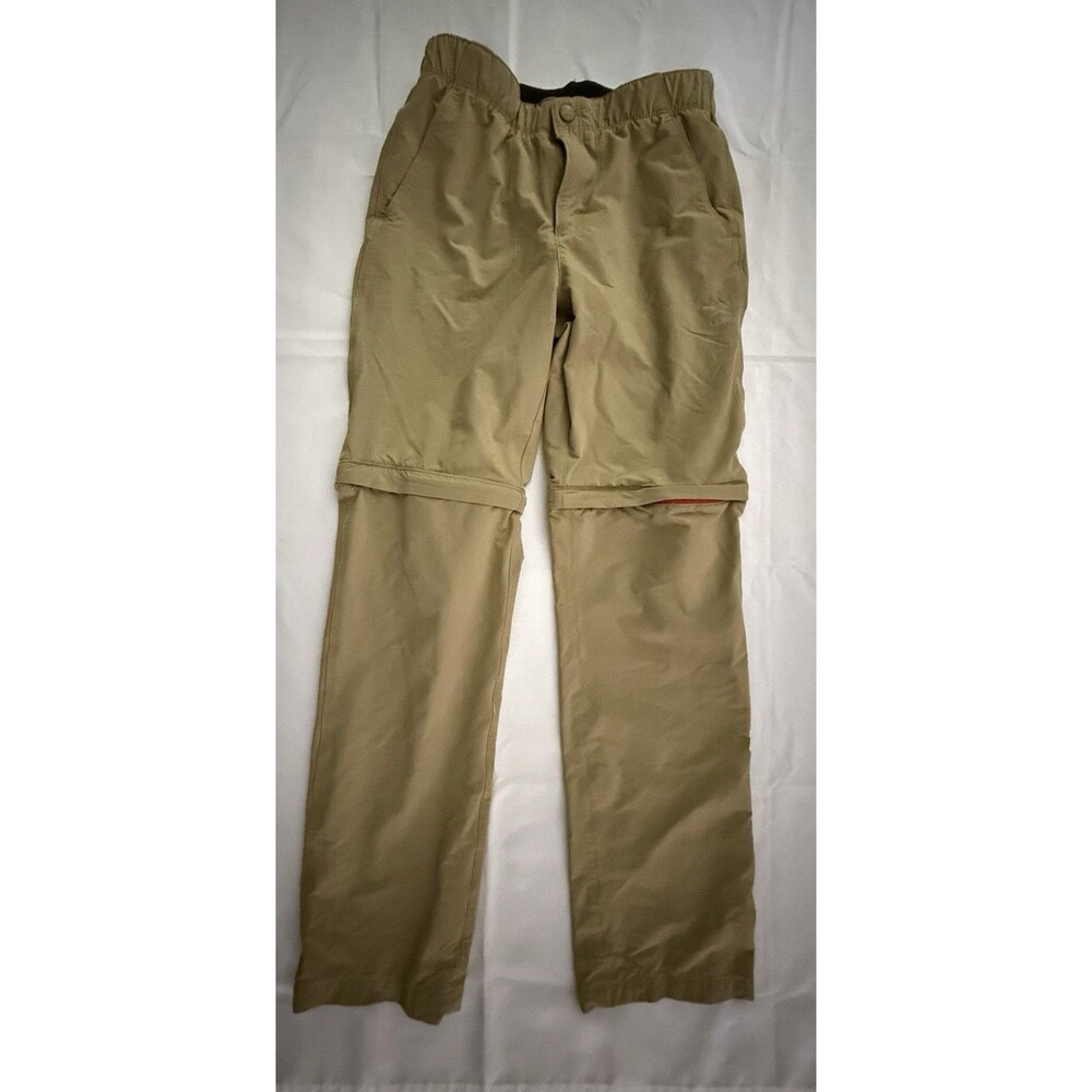 L.L. Bean Convertible Pants Boys 14 Beige Zip Off Nylon Spandex Hiking Outdoor